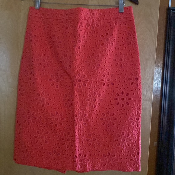Coral Colored & Patterned J Crew No 2 Pencil Skirt - Picture 2 of 6